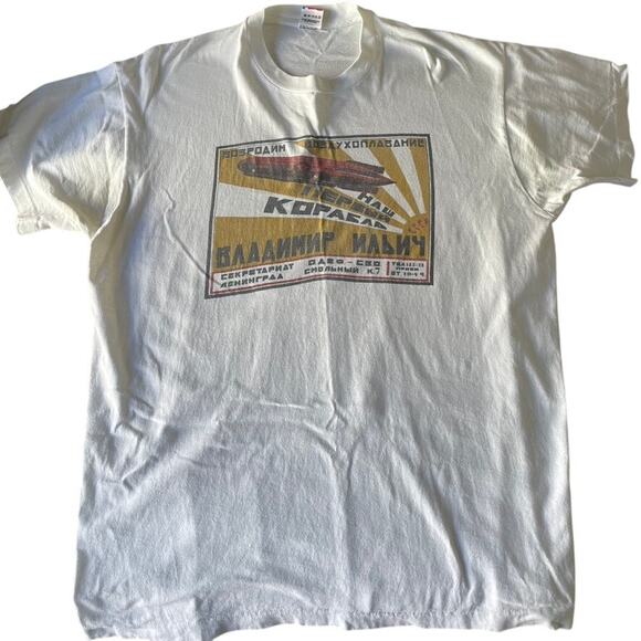 RUSSIAN Vintage 80 Revive Aviation Single Stitch Graphic Tee Mens Extra Large XL - Picture 1 of 4
